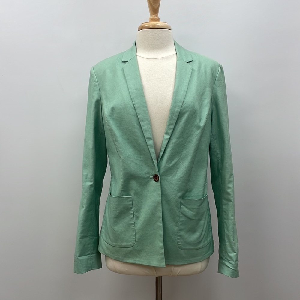 Scotch & Soda Paradise Linen Single Breasted Blazer Jacket Seafoam Green 4